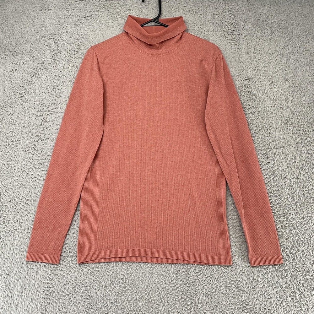 Lululemon Yin Vibes Turtleneck Womens 12‎ Pink Ribbed Long Sleeve Knit Top Yoga